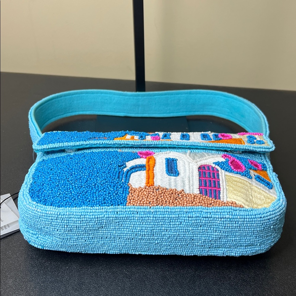 America & Beyond Express | Beaded Santorini Greece Iconic Seascape Shoulder Bag - Picture 10 of 13